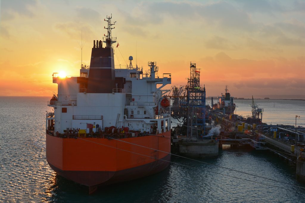 Oil Tanker Waits to Unload