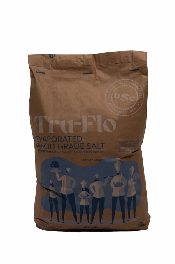 Tru-Flo evaporated food grade salt bag in the color brown